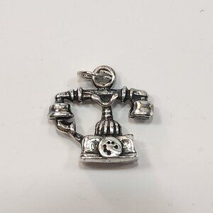 NWT Vintage Jezlaine Sterling Silver Three Dimensional Rotary Dial Phone Charm